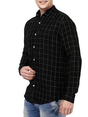 black linen check casual shirt - 14743256 - Standard Image - 2