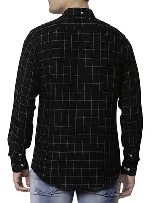 black linen check casual shirt - 14743256 - Standard Image - 3
