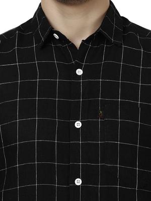 black linen check casual shirt - 14743256 - Standard Image - 4