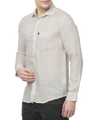 beige linen casual shirt - 14743259 - Standard Image - 2
