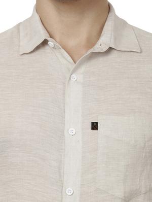 beige linen casual shirt - 14743259 - Standard Image - 4