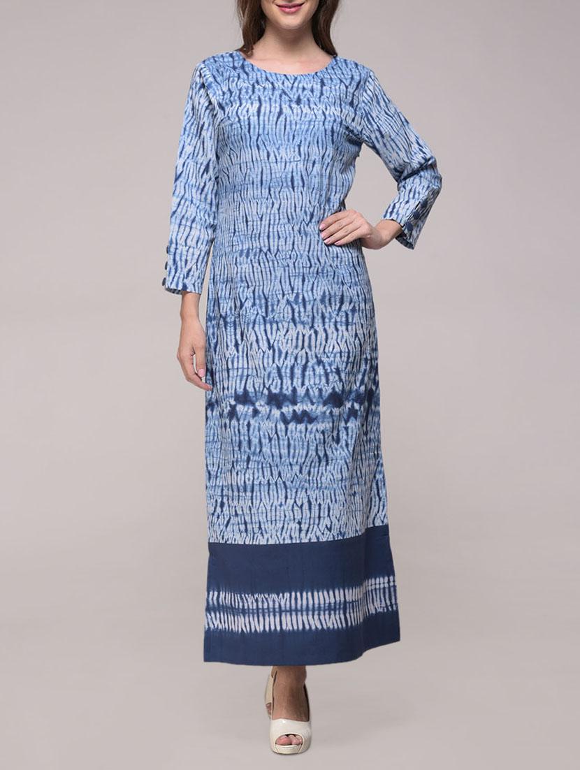 simply kitsch blue cotton shibori a-line dress - 14745290 - Zoom Image - 1