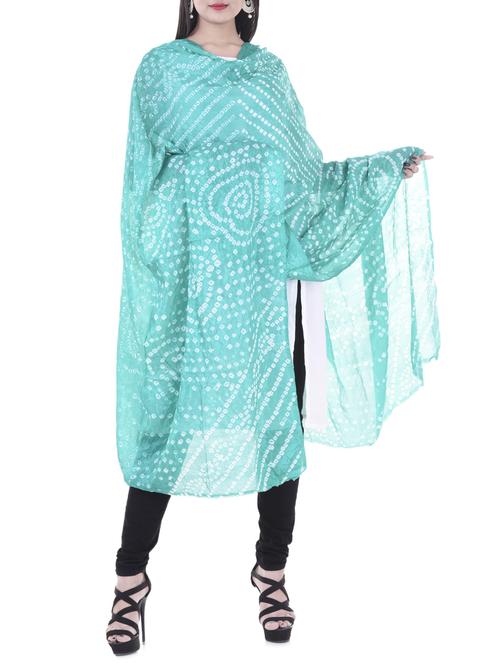 green bandhani dupatta - 14745322 - Standard Image - 1