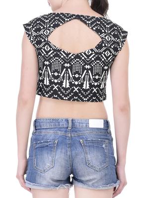 black printed crop top - 14746010 - Standard Image - 3