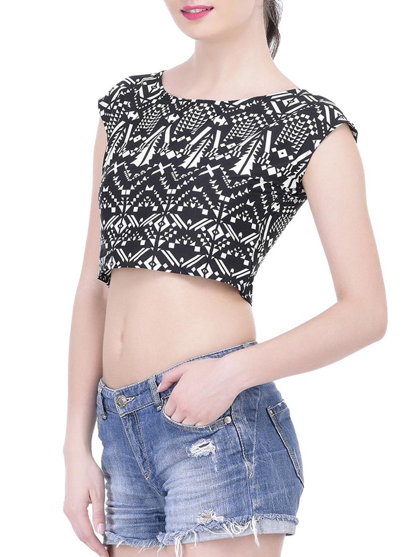 black printed crop top - 14746010 - Zoom Image - 2