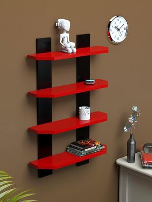 laminated ladder shape 4 tier designer wall rack shelf - 14746135 - Standard Image - 2