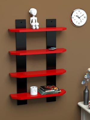 laminated ladder shape 4 tier designer wall rack shelf - 14746135 - Standard Image - 3