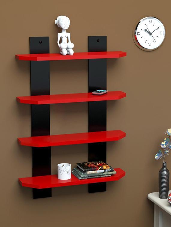 laminated ladder shape 4 tier designer wall rack shelf - 14746135 - Zoom Image - 3