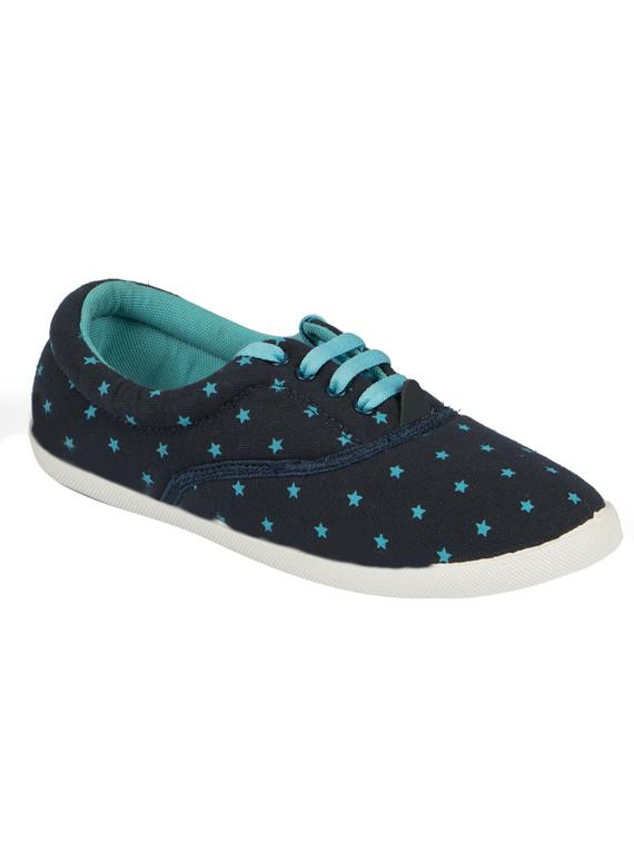navy canvas laceup casual shoes - 14746704 - Zoom Image - 1