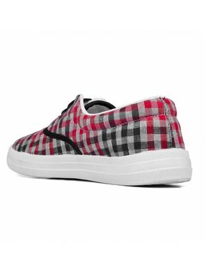 red canvas laceup sneakers - 14746726 - Standard Image - 3