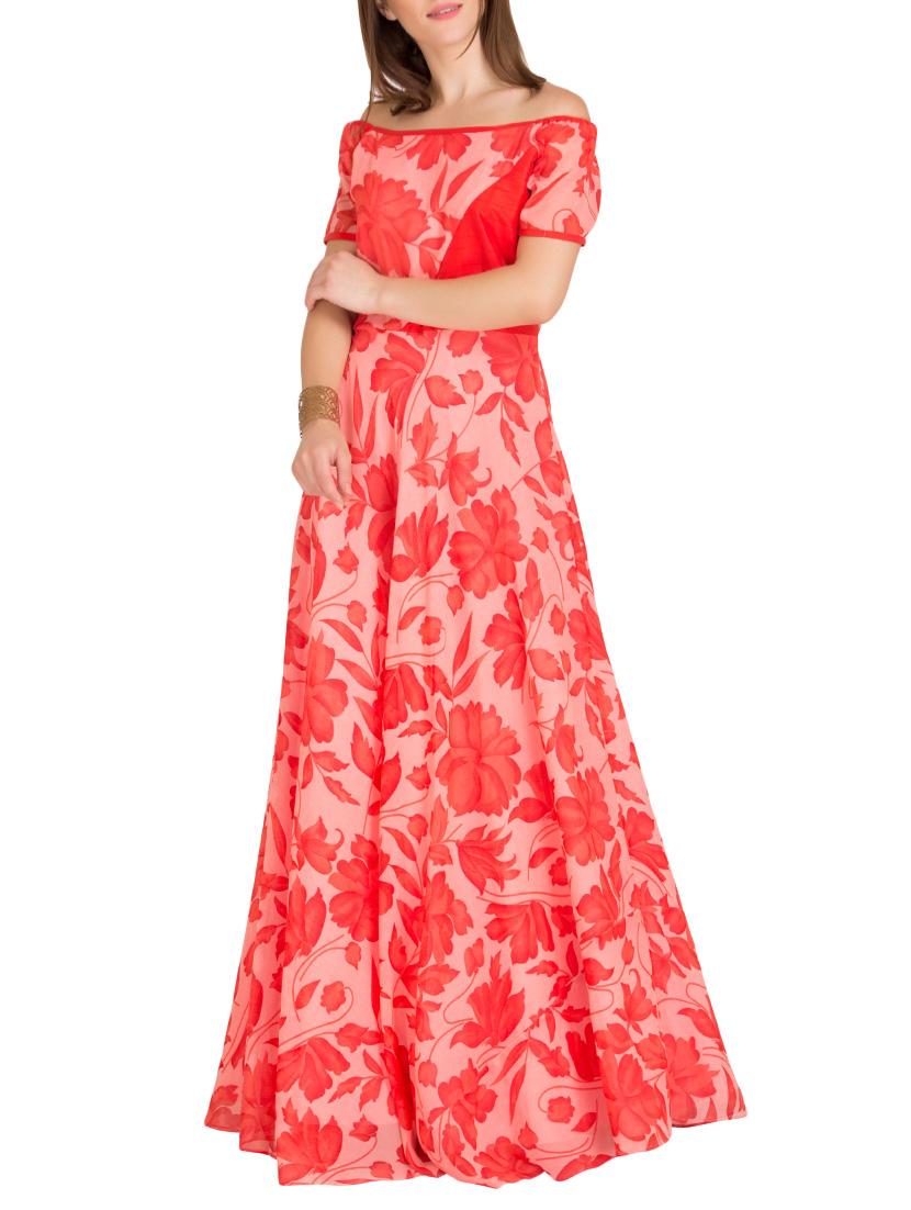 red georgette maxi dress - 14746743 - Zoom Image - 1