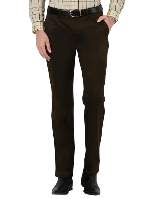 green cotton flat front trousers formal - 14748031 - Standard Image - 1