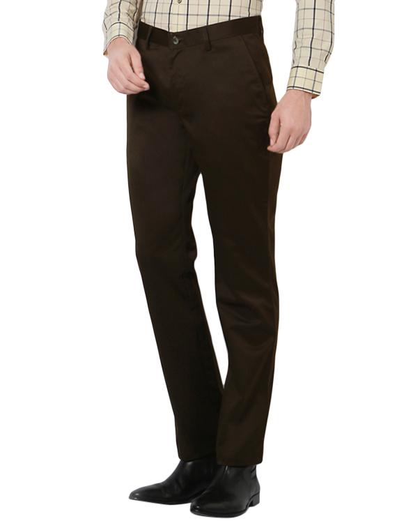 green cotton flat front trousers formal - 14748031 - Zoom Image - 2