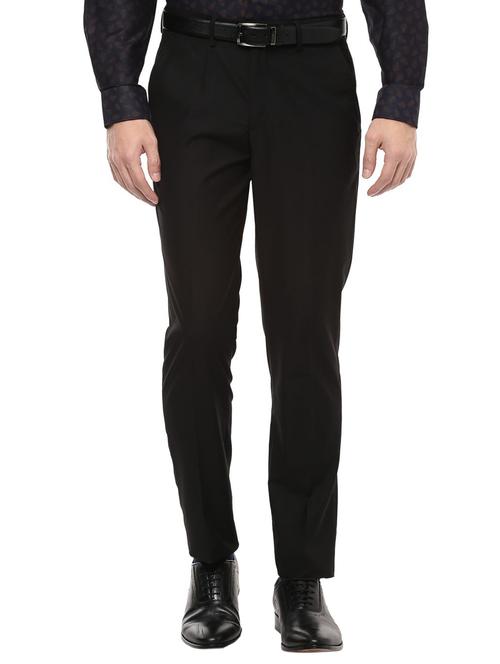 black polyester blend flat front formal trouser - 14748033 - Standard Image - 1