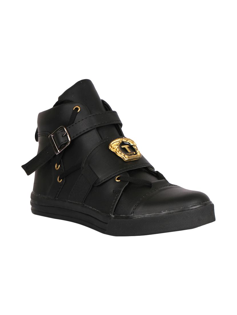 black leatherette lace up sneaker - 14751681 - Zoom Image - 1