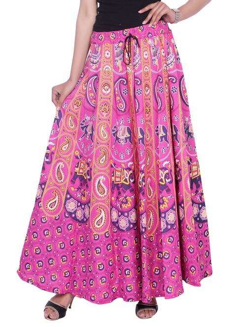 pink cotton flared skirt - 14754791 - Standard Image - 1