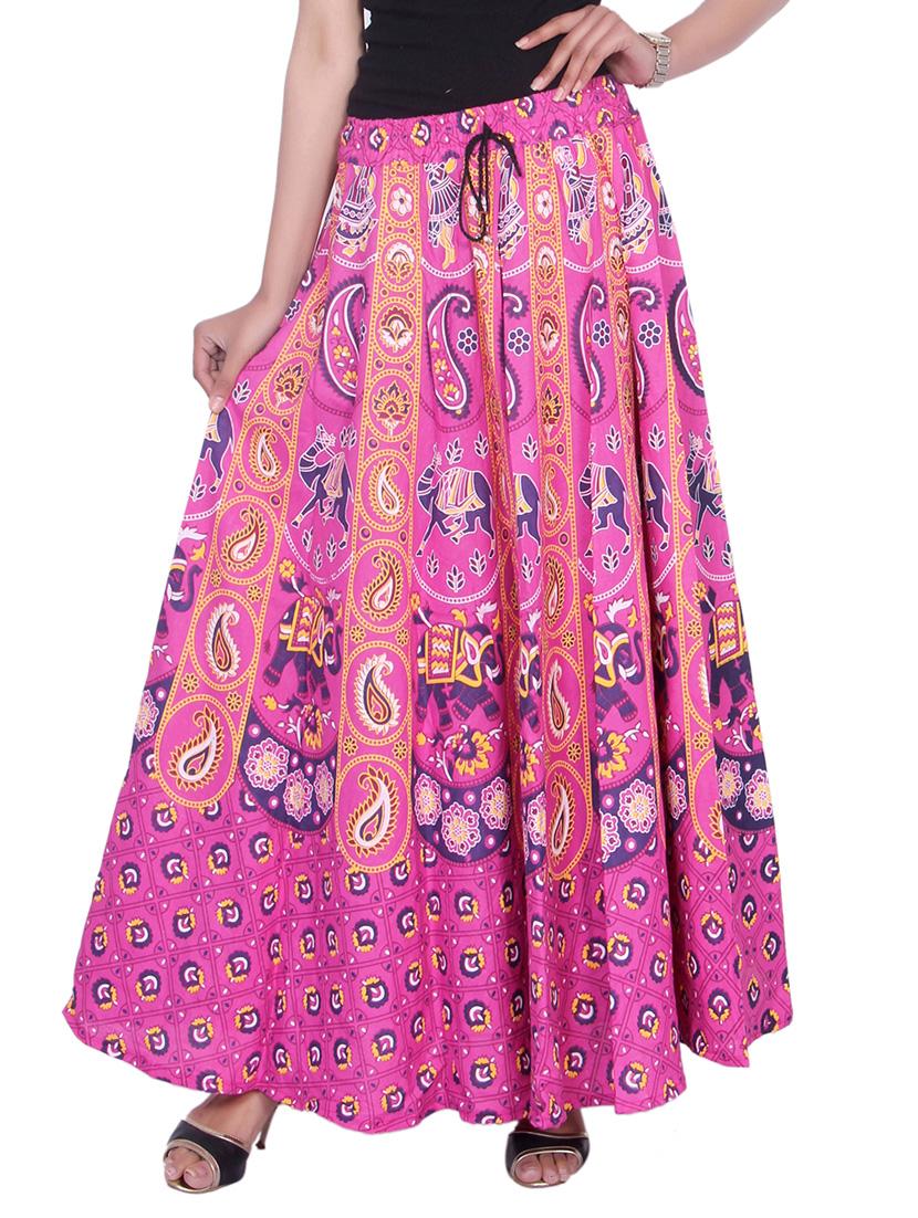 pink cotton flared skirt - 14754791 - Zoom Image - 1