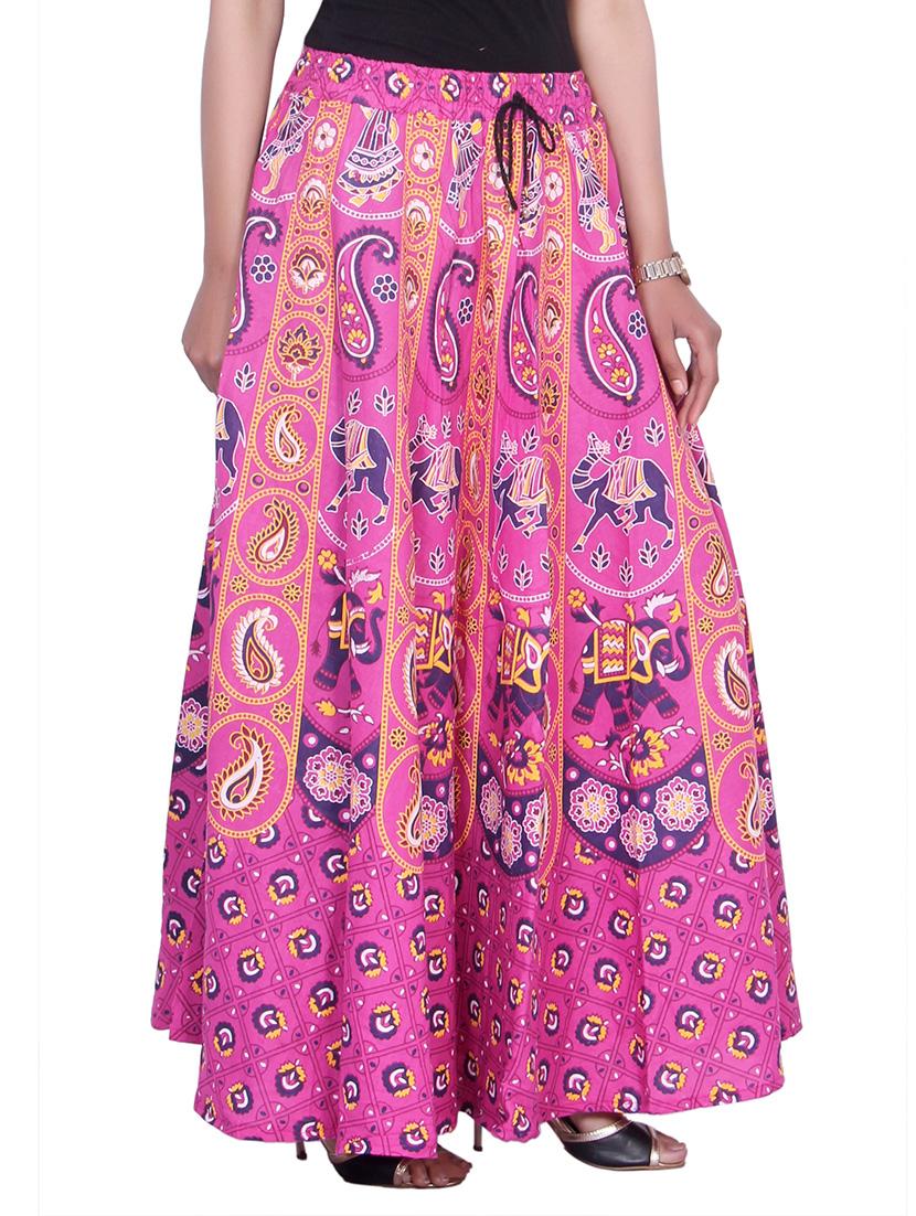pink cotton flared skirt - 14754791 - Zoom Image - 2