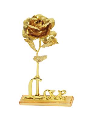 valentine day 24k gold rose and love stand with velvet gift box - 14755258 - Standard Image - 3