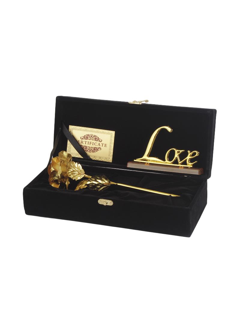 valentine day 24k gold rose and love stand with velvet gift box - 14755258 - Zoom Image - 4