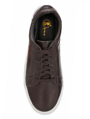 brown leatherette lace up sneaker - 14756874 - Standard Image - 4