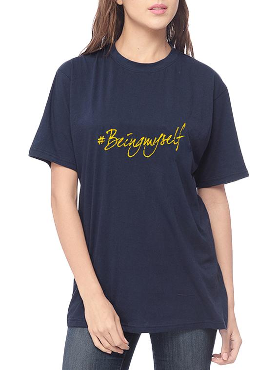 navy blue cotton regular tee - 14759278 - Zoom Image - 1