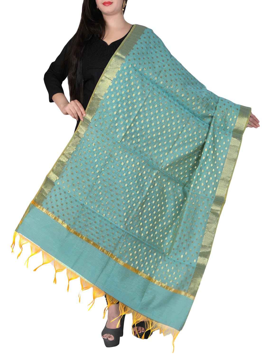 sku blue chanderi dupatta - 14761263 - Zoom Image - 1
