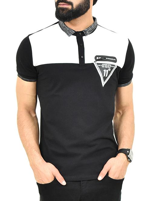 black cotton collared tshirt - 14766561 - Very Small Image - 1