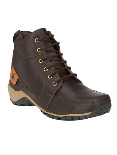 brown leatherette high ankle boot - 14766735 - Very Small Image - 1