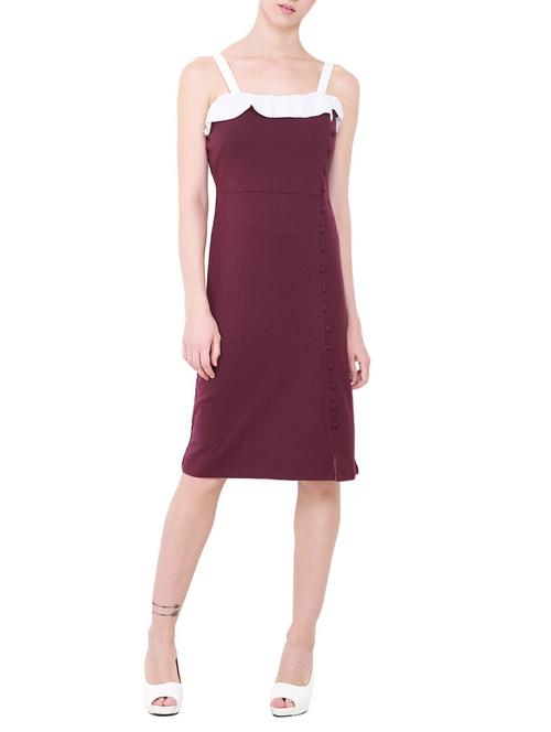 contrasting detail buttoned dress - 14768993 - Standard Image - 1