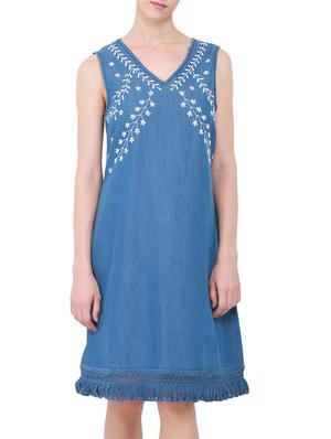 embroidered lace detail denim dress - 14769003 - Standard Image - 2
