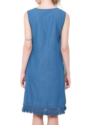 embroidered lace detail denim dress - 14769003 - Standard Image - 4