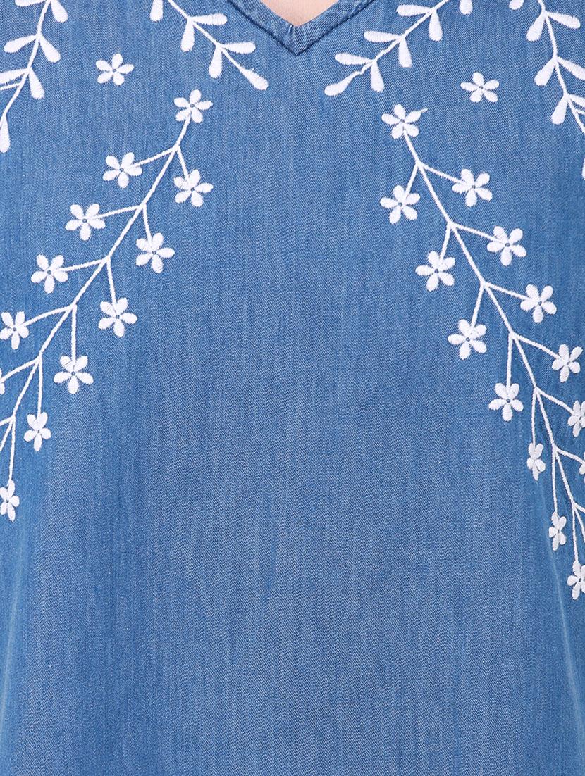 embroidered lace detail denim dress - 14769003 - Zoom Image - 5