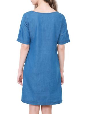 embroidered denim shift dress - 14769006 - Standard Image - 4