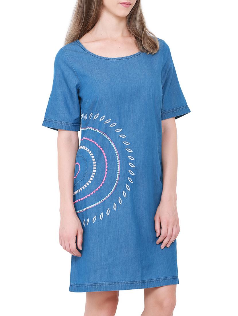 embroidered denim shift dress - 14769006 - Zoom Image - 3