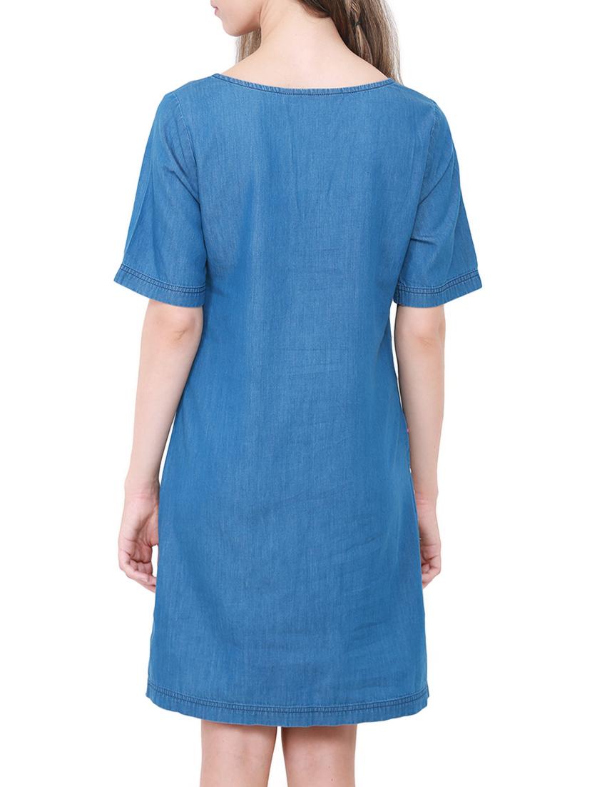 embroidered denim shift dress - 14769006 - Zoom Image - 4