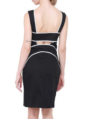 contrast binding cutout back dress - 14769007 - Standard Image - 4