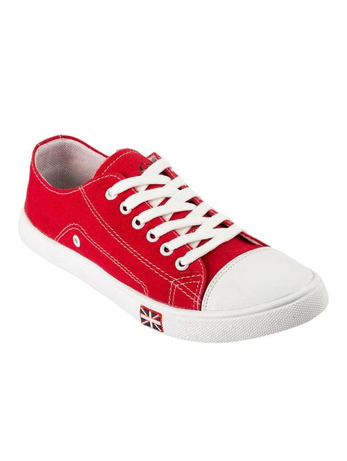 red Canvas lace up sneaker - 14769417 - Standard Image - 1