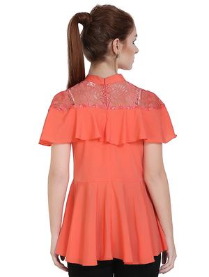lace paneled overlay ruffled top - 14769450 - Standard Image - 3