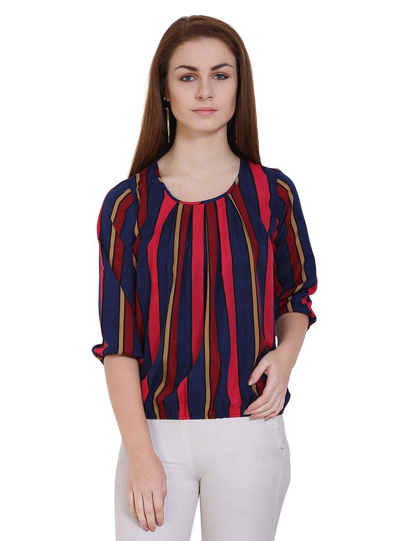 color blocked blouson top - 14769463 - Zoom Image - 1