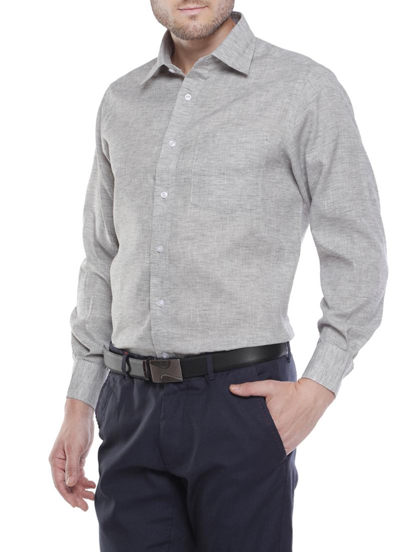 grey cotton formal shirt - 14769649 - Zoom Image - 2