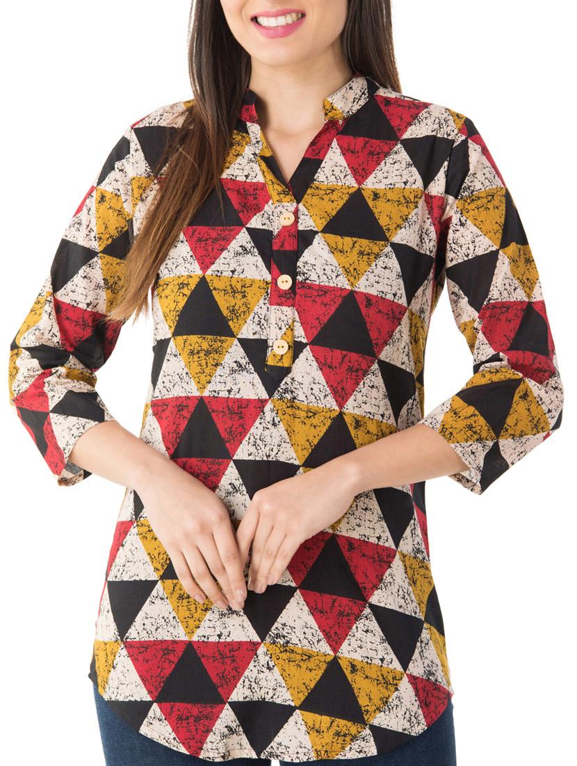 beige cotton a-line kurti - 14770708 - Zoom Image - 1