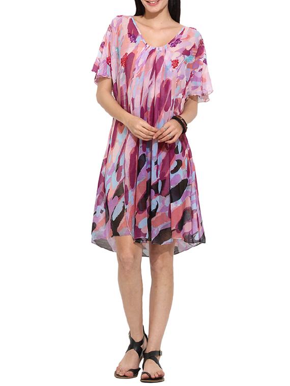 pink georgette shift dress - 14770901 - Zoom Image - 1