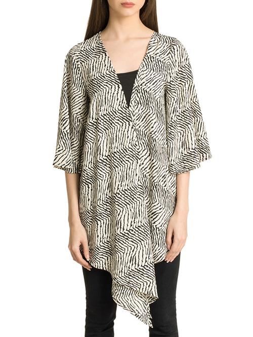 black printed crepe tunic - 14771917 - Standard Image - 1