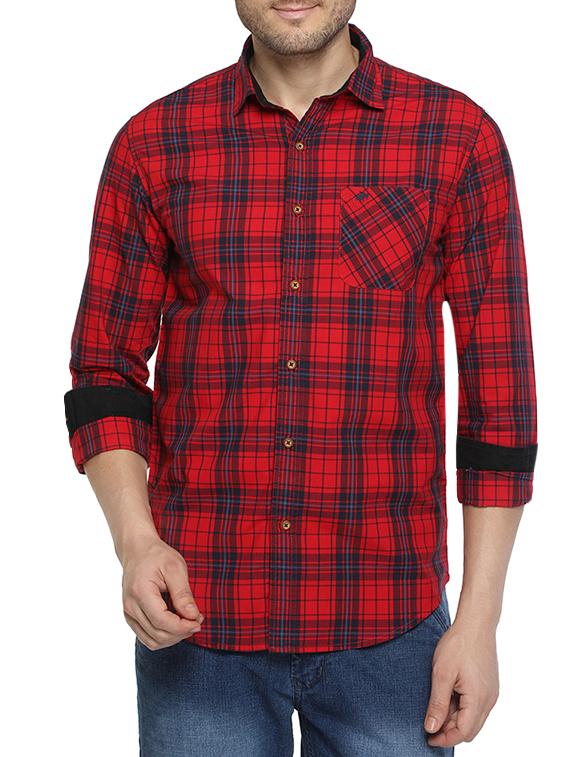 red cotton casual shirt - 14772620 - Zoom Image - 1
