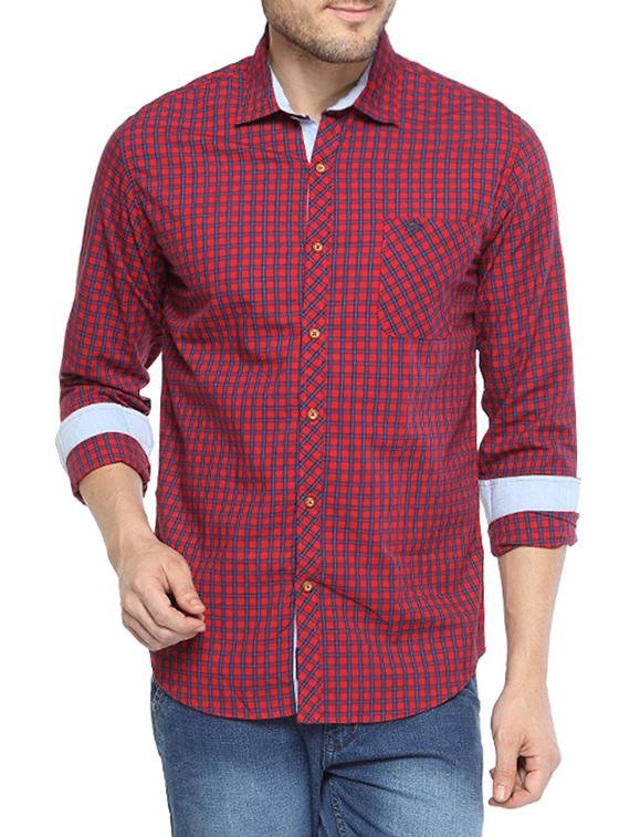 red cotton casual shirt - 14772625 - Zoom Image - 1