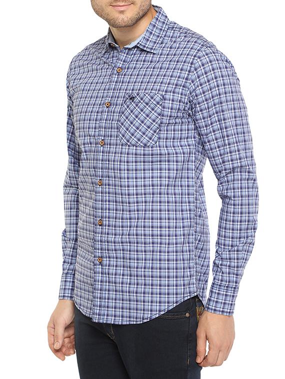 blue cotton casual shirt - 14772628 - Zoom Image - 2