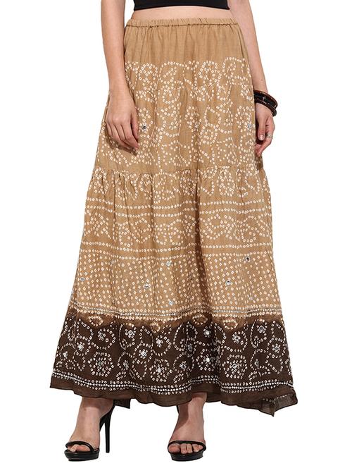 brown cotton flared skirt - 14772725 - Standard Image - 1