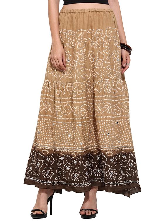 brown cotton flared skirt - 14772725 - Zoom Image - 1