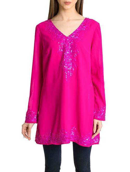 pink georgette tunic - 14772731 - Very Small Image - 1